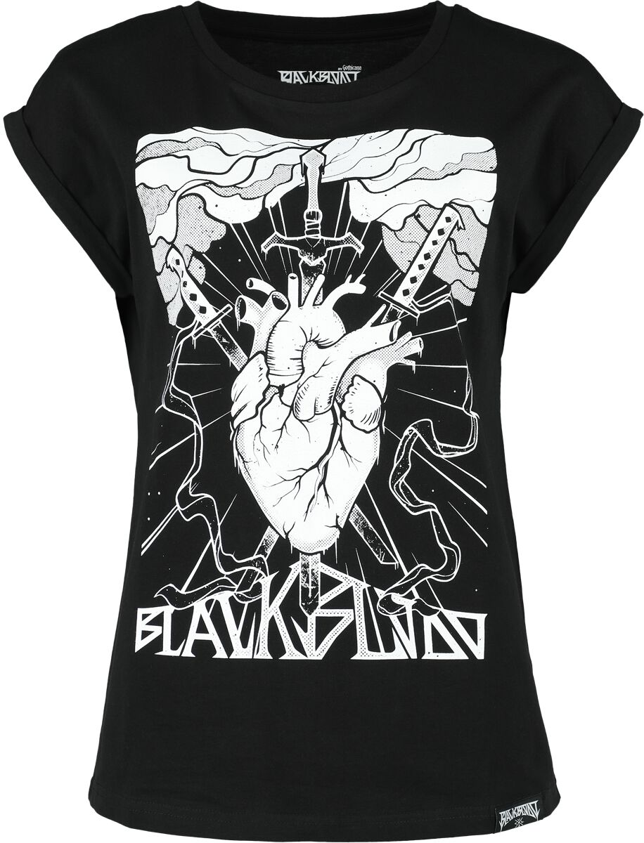 Black Blood by Gothicana T-Shirt - T-Shirt with Heart Print - S bis XXL - für Damen - Größe L - schwarz von Black Blood by Gothicana