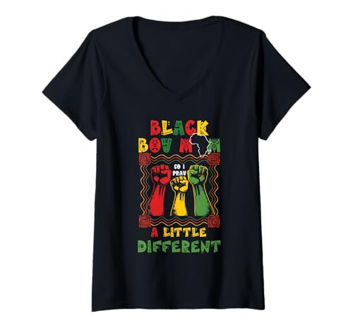 Damen Black Boy Mom So I Pray Little Different Schwarzer Muttertag T-Shirt mit V-Ausschnitt Damen Black Boy Mom So I Pray Little Different Schwarzer Muttertag T-Shirt mit V-Ausschnitt von Black Boy Mom I Pray Little Different Mothers Day