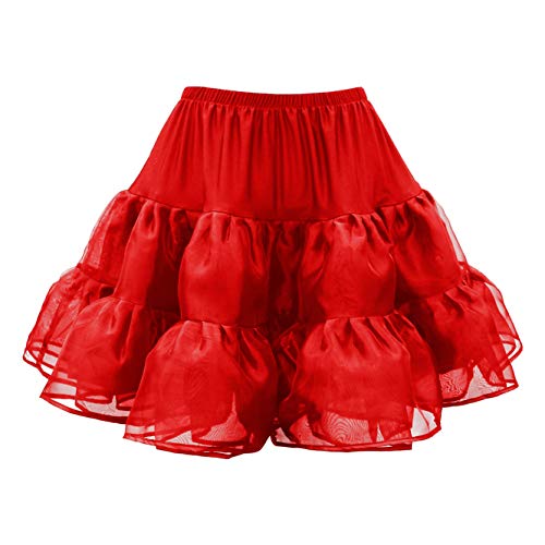 BlackButterfly Kinder Rockabilly Petticoat 1950er-Jahre Komplett aus Satin-Organza Tellerrock (Rot, 13-14 Jahre) von BlackButterfly