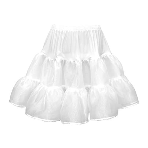 BlackButterfly Kinder Rockabilly Petticoat 1950er-Jahre Komplett aus Satin-Organza Tellerrock (Weiß, 13-14 Jahre) von BlackButterfly