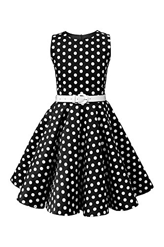 BlackButterfly Kinder 'Audrey' Vintage Polka-Dots Kleid im 50er-Jahre-Stil (Schwarz, 13-14 Jahre) von BlackButterfly