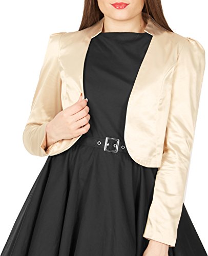 BlackButterfly formal Satin Langen Ärmel Bolero Jacke (Champagner, M) von BlackButterfly