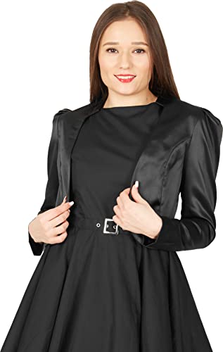 BlackButterfly formal Satin Langen Ärmel Bolero Jacke (Schwarz, XS) von BlackButterfly