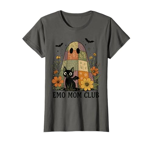 Damen Emo Mom Club Sonnenblume Floral Black Cat Cute Ghost T-Shirt Damen Emo Mom Club Sonnenblume Floral Black Cat Cute Ghost T-Shirt von Black Cat Emo Mom Club