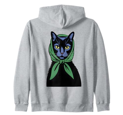 Coole Schwarze Katze Vintage Print Katze Grafikdesign Jungen Mädchen Kapuzenjacke von Black Cat Lover Graphic Print Apparel Men Women