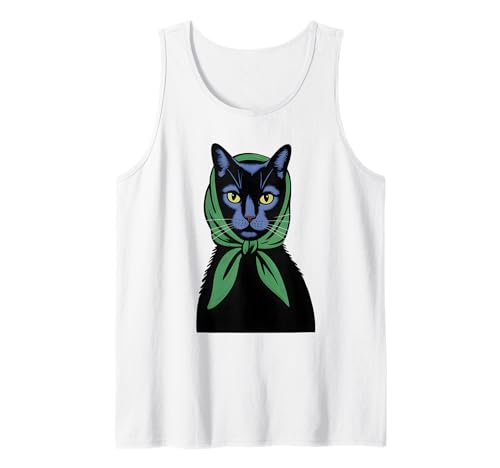 Coole Schwarze Katze Vintage Print Katze Grafikdesign Jungen Mädchen Tank Top von Black Cat Lover Graphic Print Apparel Men Women