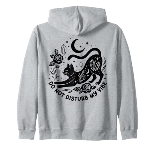 Do Not Disturb My Vibe Schwarze Katze Gothic-Print Herren Damen Kapuzenjacke von Black Cat Lover Graphic Print Apparel Men Women