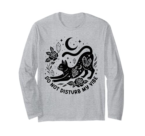 Do Not Disturb My Vibe Schwarze Katze Gothic-Print Herren Damen Langarmshirt von Black Cat Lover Graphic Print Apparel Men Women