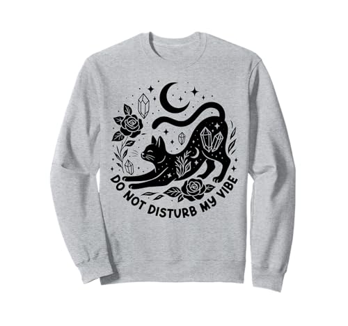Do Not Disturb My Vibe Schwarze Katze Gothic-Print Herren Damen Sweatshirt von Black Cat Lover Graphic Print Apparel Men Women