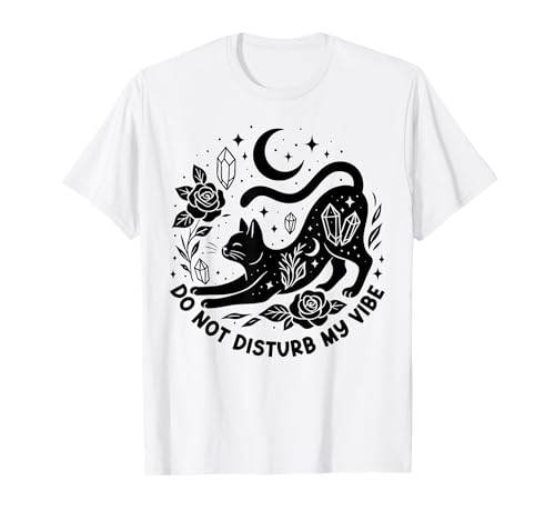 Do Not Disturb My Vibe Schwarze Katze Gothic-Print Herren Damen T-Shirt von Black Cat Lover Graphic Print Apparel Men Women