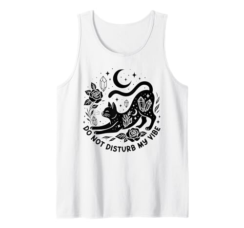 Do Not Disturb My Vibe Schwarze Katze Gothic-Print Herren Damen Tank Top von Black Cat Lover Graphic Print Apparel Men Women