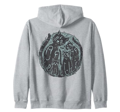 Goth Black Cat Vintage-Goth-Print Schwarze Katzen Herren Damen Kapuzenjacke von Black Cat Lover Graphic Print Apparel Men Women