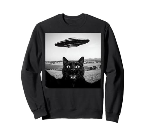 Schwarze Katze Selfie UFO Alien lustige Geschenke für Männer Frauen Kinder Sweatshirt von Black Cat Selfie Apparel Gifts Graphic Tee