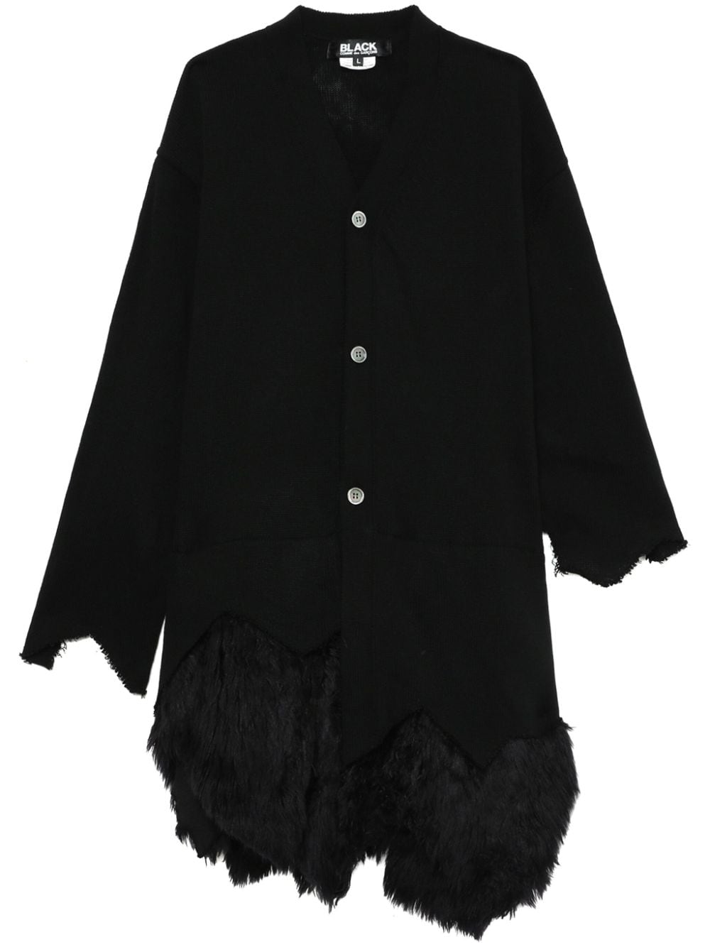 Black Comme Des Garçons Asymmetrischer Cardigan mit Faux Fur - Schwarz von Black Comme Des Garçons