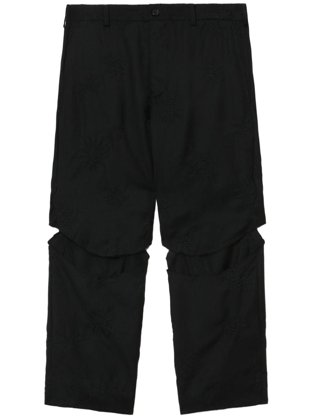 Black Comme Des Garçons Cropped-Wollhose mit Cut-Outs - Schwarz von Black Comme Des Garçons