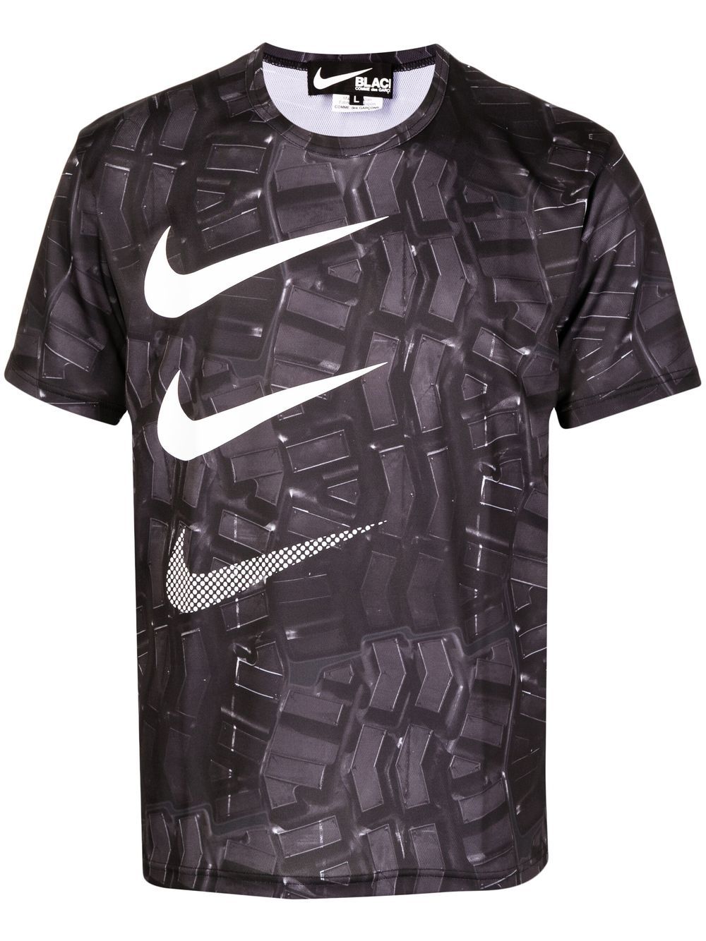 Black Comme Des Garçons T-Shirt mit Swoosh-Print - Schwarz von Black Comme Des Garçons