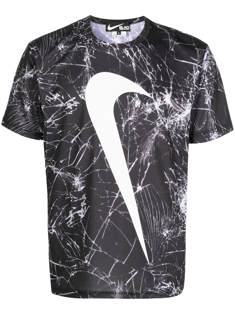 Black Comme Des Garçons T-Shirt mit Swoosh-Print - Schwarz von Black Comme Des Garçons