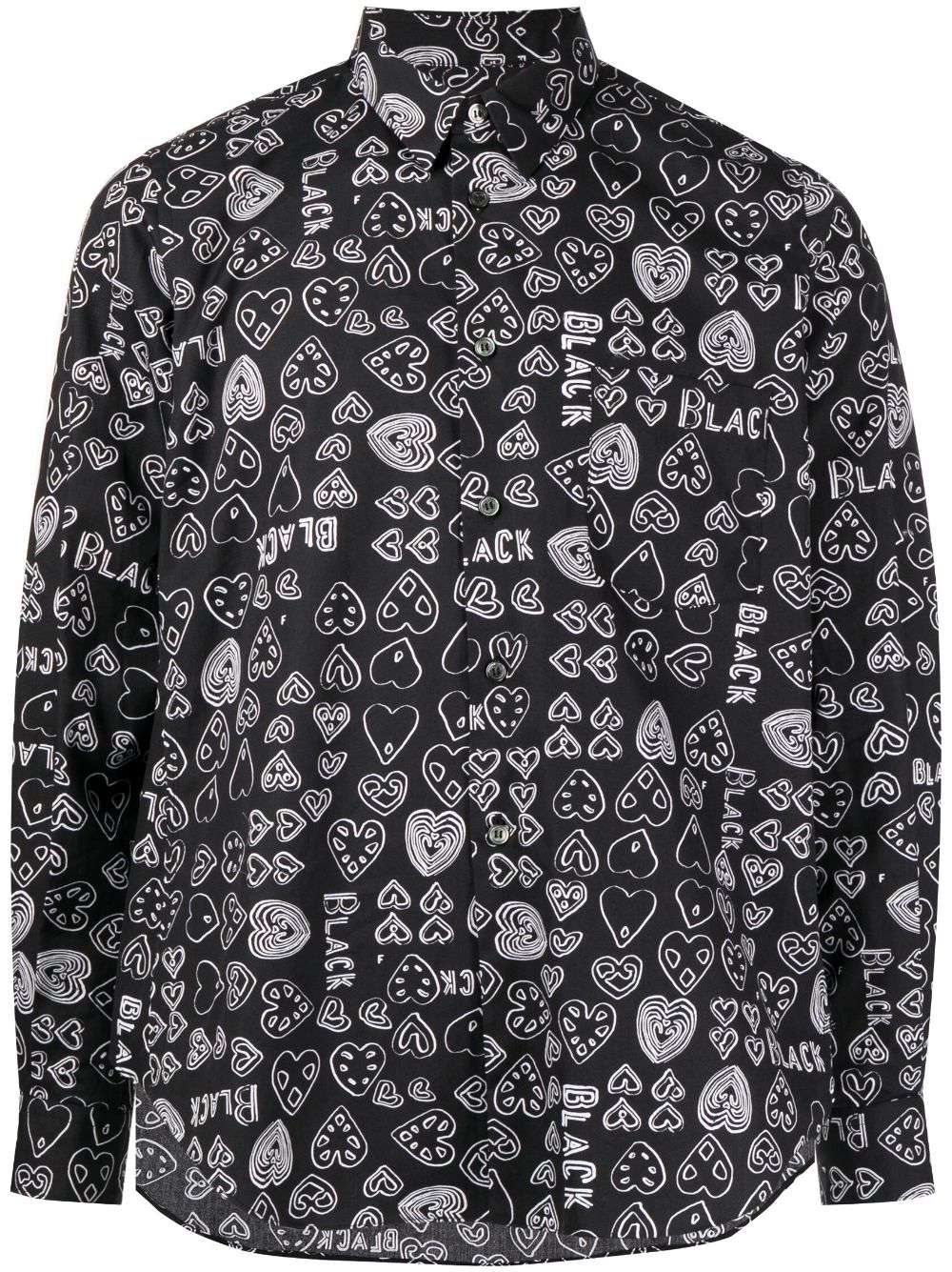 Black Comme Des Garçons Hemd mit Herz-Print - Schwarz von Black Comme Des Garçons