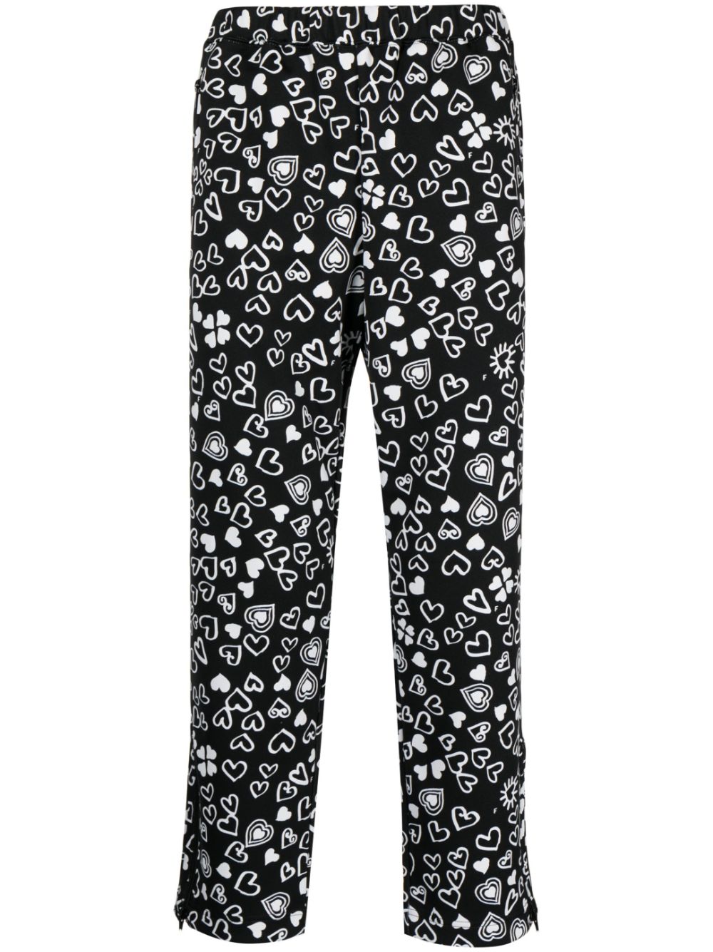 Black Comme Des Garçons Cropped-Hose mit Herz-Print - Schwarz von Black Comme Des Garçons