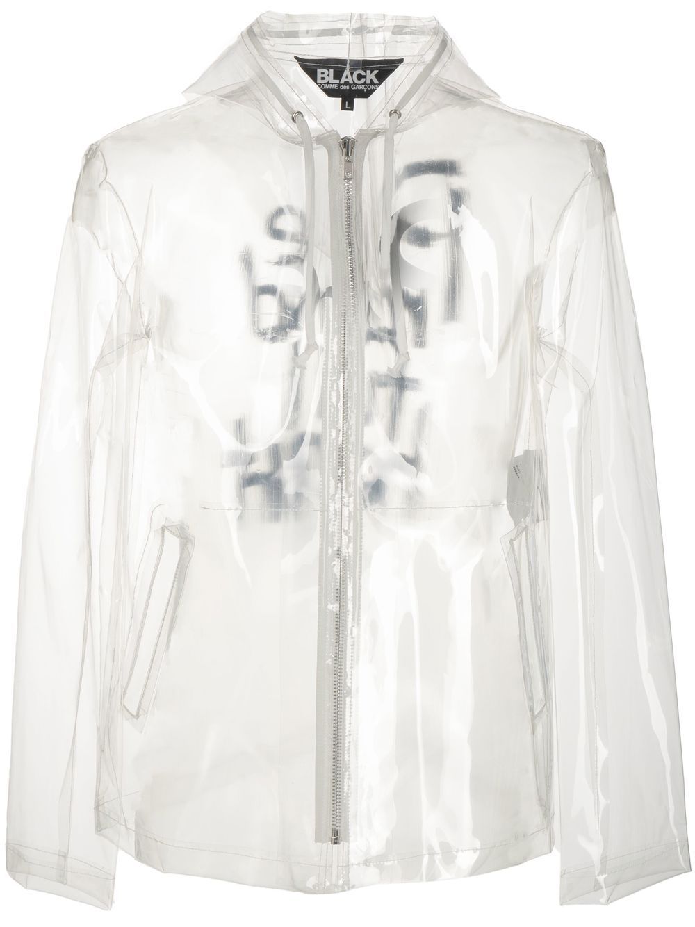 Black Comme Des Garçons Transparente Jacke mit Slogan-Print - Nude von Black Comme Des Garçons