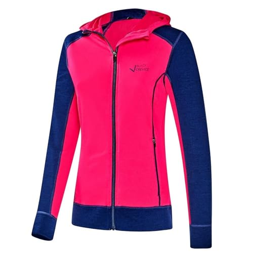 Black Crevice Damen Merino Kapuzenjacke, steel blue/pink, 40 von Black Crevice