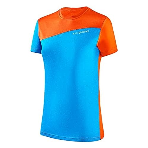 Black Crevice Damen Merino T-Shirt, Blue/orange, 36 von Black Crevice