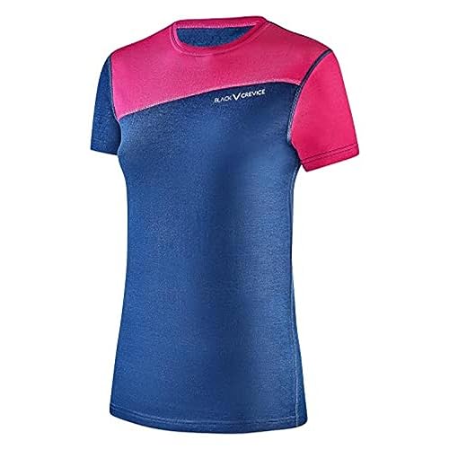 Black Crevice Damen Merino T-Shirt, Blue/pink, 36 von Black Crevice