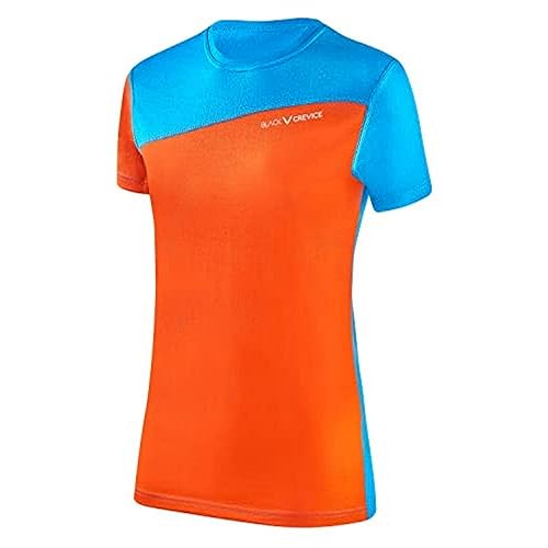 Black Crevice Damen Merino T-Shirt, orange/Blue, 36 von Black Crevice