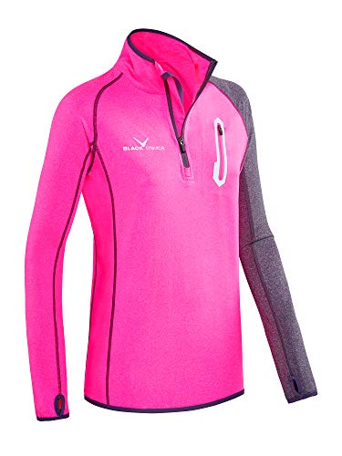 Black Crevice Damen Microfleece Zipper Shirt Second Layer, pink/Grey, 40 von Black Crevice