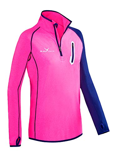 Black Crevice Damen Microfleece Zipper Shirt Second Layer, pink/Steel Blue, 36 von Black Crevice