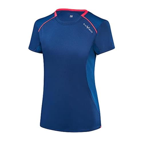 Black Crevice Damen Sport T-Shirt, Navy/red, 40 von Black Crevice