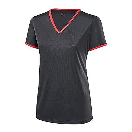 Black Crevice Damen Sport T-Shirt, anthrazit/red, 36 von Black Crevice