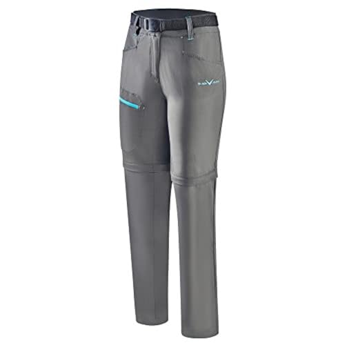 Black Crevice Damen Zip Off Leg Trekkinghose, Anthracite/Turquoise, 36 von Black Crevice