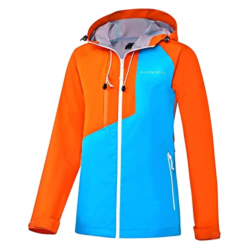 Black Crevice Damen dünne wasserdichte Hardshell Jacke, atmungsaktiv, orange/hellblau, 44 von Black Crevice