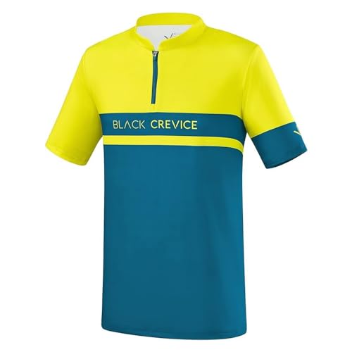 Black Crevice Herren Fahrrad Shirt, Petrol/Yellow, XL von Black Crevice