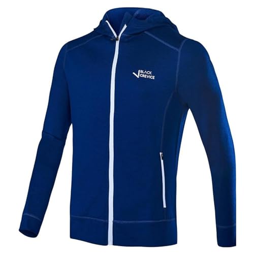 Black Crevice Herren Merino Kapuzenjacke, blau, L von Black Crevice