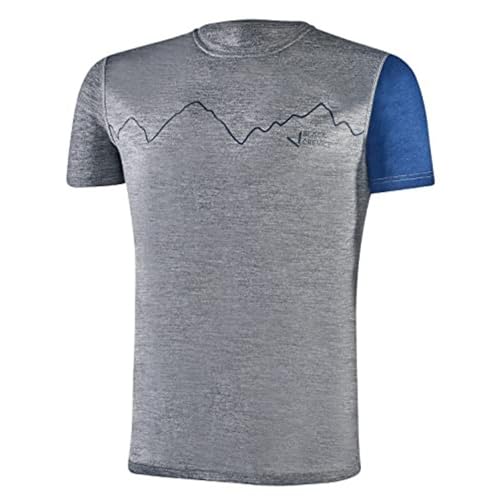 Black Crevice Herren Merino T-Shirt, Grey/Steel Blue, XL von Black Crevice