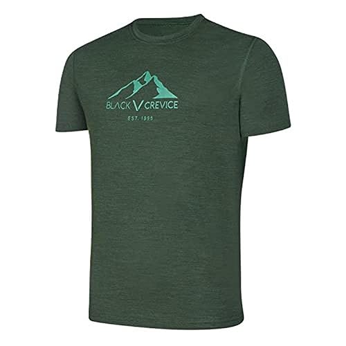 Black Crevice Herren Merino T-Shirt,Forest Green, S von Black Crevice