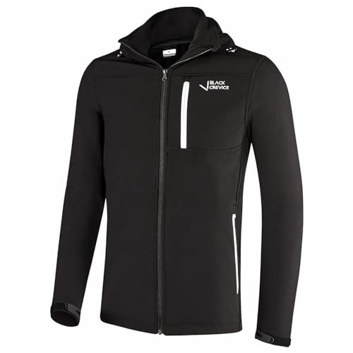 Black Crevice Herren-Softshelljacke mit Kapuze I Herren-Softshell-Jacke I winddichte & atmungsaktive Herren-Outdoorjacke I wasserdichter Herren-Windbreaker von Black Crevice