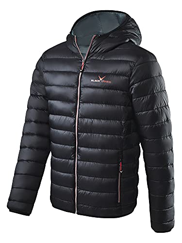 Black Crevice Herren Steppjacke I wind- & wasserabweisende Herren-Jacke I Steppjacke mit Kunstfaserfüllung I Steppjacke mit Kapuze, schwarz/rot, 50 von Black Crevice