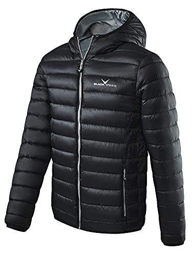 Black Crevice Herren Steppjacke I wind- & wasserabweisende Herren-Jacke I Steppjacke mit Kunstfaserfüllung I Steppjacke mit Kapuze, schwarz/silber, 48 von Black Crevice