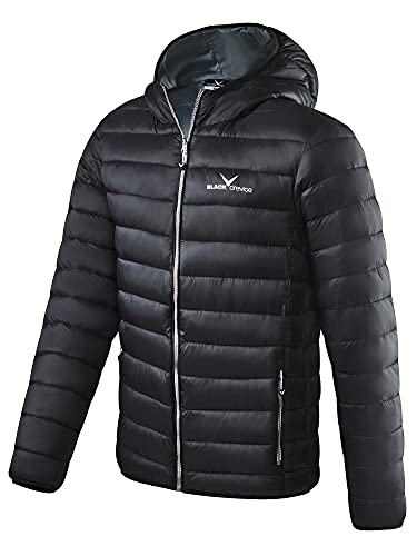 Black Crevice Herren Steppjacke I wind- & wasserabweisende Herren-Jacke I Steppjacke mit Kunstfaserfüllung I Steppjacke mit Kapuze, schwarz/weiß, 58 von Black Crevice