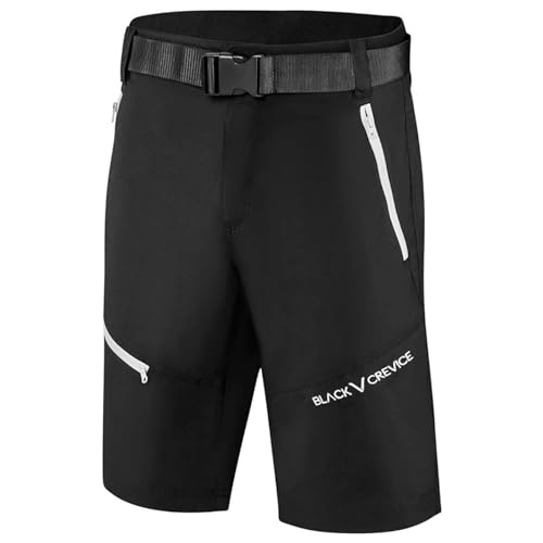 Black Crevice Herren Wander- & Trekkinghose Schwarz | Größe S | 96% Nylon & 4% Elasthan | Atmungsaktiv, Wasserabweisend & Schnelltrocknend | Kurze Outdoor Wanderhose Herren von Black Crevice