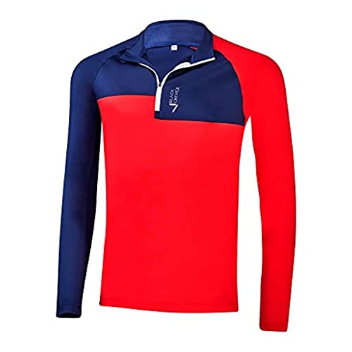 Black Crevice Herren Zipper Funktionsshirt, Navy/rot, 3XL von Black Crevice