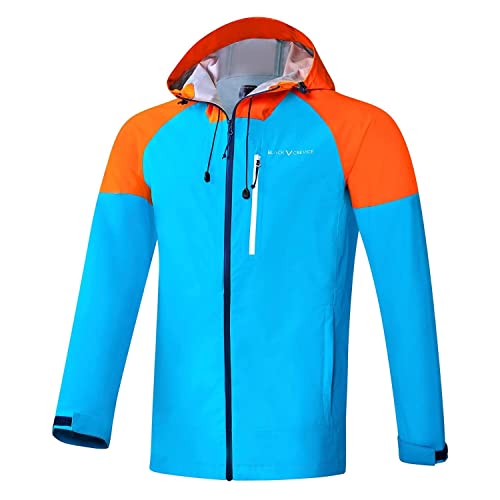 Black Crevice Herren dünne wasserdichte Hardshell Jacke, atmungsaktiv, blau/orange, L von Black Crevice