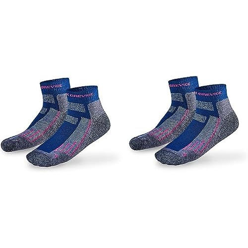 Black Crevice Merino Outdoorsocken kurz, 2 Paar, navy/fuxia, 35-38 von Black Crevice