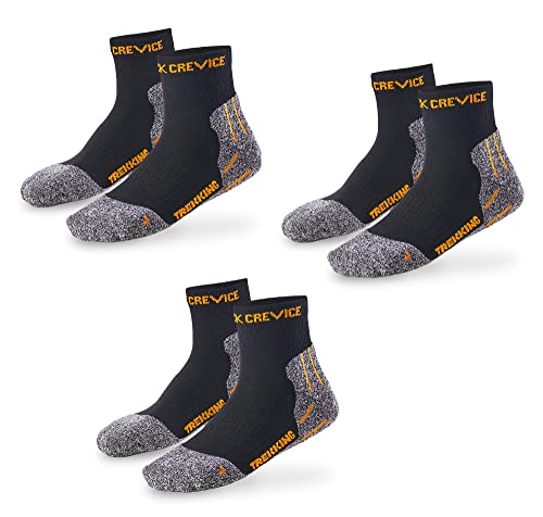 Black Crevice Trekkingsocken kurz, 3 Paar, black/orange, 35-38 von Black Crevice