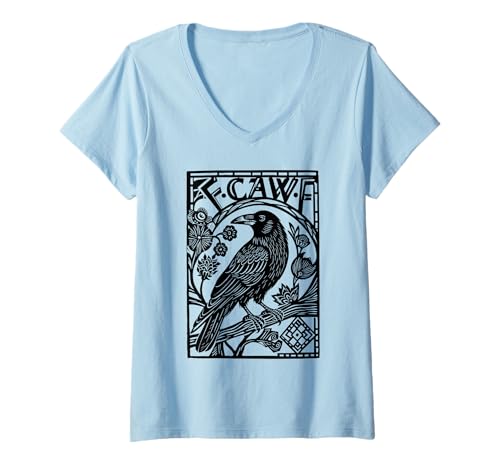 Damen Retro F-Caw-F Black Crow Funny Black Bird Spruch Meme Dark T-Shirt mit V-Ausschnitt Damen Retro F-Caw-F Black Crow Funny Black Bird Spruch Meme Dark T-Shirt mit V-Ausschnitt von Black Crow, F-Caw-F Funny Black Bird Apparel