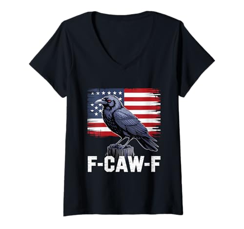 Damen F-Caw-F Raven Moon Gothic Halloween Black Crow Bird Lover T-Shirt mit V-Ausschnitt Damen F-Caw-F Raven Moon Gothic Halloween Black Crow Bird Lover T-Shirt mit V-Ausschnitt von Black Crow CAWF Raven Lunar Night Mystery Apparel