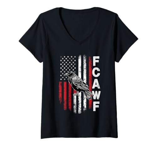 Damen F-Caw-F Raven Moon Gothic Halloween Black Crow Bird Lover T-Shirt mit V-Ausschnitt von Black Crow CAWF Raven Lunar Night Mystery Apparel